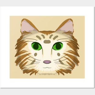 Cat Head Design Version 2 (natural fur) Posters and Art